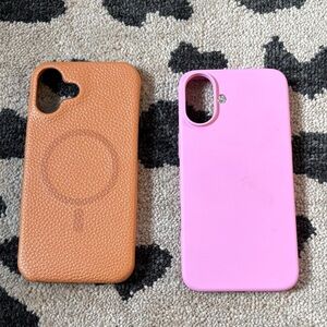 Elegant Tan and Pink Phone Cases. For 16plus Apple phone